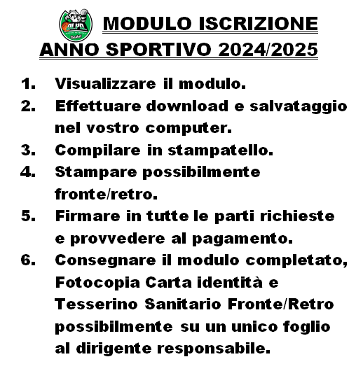 MODULO ISCRIZIONE ANNO SPORTIVO 2024-25